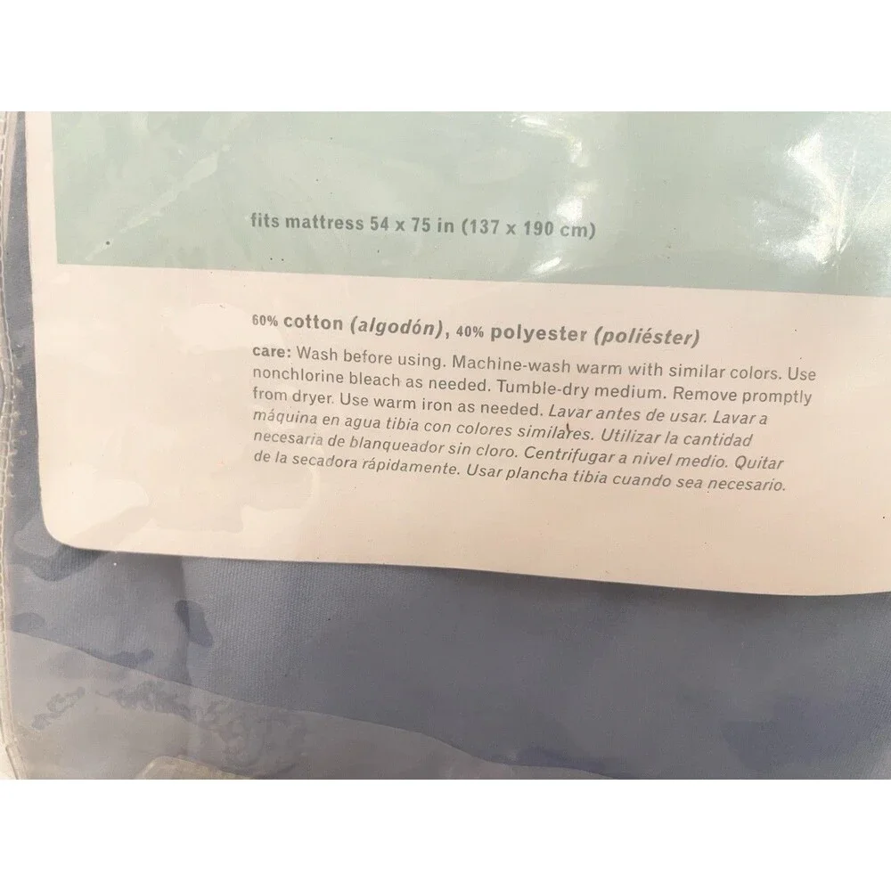 Martha Stewart Everyday 250 Thread Count Cotton Blend Fitted Sheet Blue - FULL